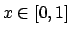 $x \in [0,1]$