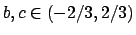 $b,c \in (-2/3, 2/3)$