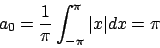 \begin{displaymath}
a_0 = {{1}\over{\pi}} \int_{-\pi}^{\pi}\vert x\vert dx = \pi
\end{displaymath}