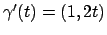$\gamma ^\prime (t)=(1,2t)$