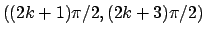 $((2k+1)\pi/2, (2k+3)\pi/2)$