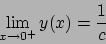 \begin{displaymath}
{\displaystyle \lim_{x \to 0^+} y(x) = {{1}\over{c}} }
\end{displaymath}