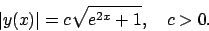 \begin{displaymath}
\vert y(x)\vert=c\sqrt{e^{2x}+1},\quad c>0.
\end{displaymath}