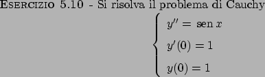 \begin{esercizio}\rm -\
Si risolva il problema di Cauchy
\begin{displaymath}
\le...
...x \\
y'(0) = 1 \\
y(0) = 1
\end{array}\right.
\end{displaymath}\end{esercizio}