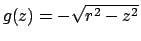 $g(z) = - \sqrt{r^2 - z^2}$
