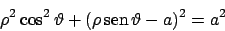 \begin{displaymath}
\rho^2 \cos^2 \vartheta + (\rho  \!\textrm{sen}  \!\vartheta - a)^2 = a^2
\end{displaymath}