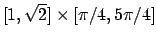 $[1,\sqrt{2}]\times[\pi/4,5\pi/4]$