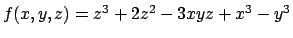 $f(x,y,z)=z^3+2z^2-3xyz+x^3-y^3$