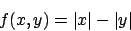 \begin{displaymath}
f(x,y) = \vert x\vert-\vert y\vert
\end{displaymath}