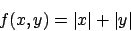 \begin{displaymath}
f(x,y) = \vert x\vert + \vert y\vert
\end{displaymath}