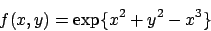 \begin{displaymath}
f(x,y)=\exp\{x^2+y^2-x^3\}
\end{displaymath}