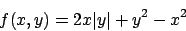 \begin{displaymath}
f(x,y)=2x\vert y\vert+y^2-x^2
\end{displaymath}