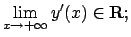 $\displaystyle\lim_{x\to+\infty} y'(x) \in {\bf R};$