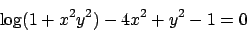 \begin{displaymath}
\log(1+x^2y^2)-4x^2+y^2-1=0
\end{displaymath}