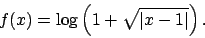 \begin{displaymath}
f(x)=\log\left(1+\sqrt{\vert x-1\vert}\right).\end{displaymath}