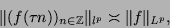 \begin{displaymath}
\Vert (f(\tau n))_{n \in \mathbb{Z}}\Vert _{l^p} \asymp \Vert f\Vert _{L^p},
\end{displaymath}