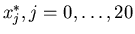 $x_j^*, j=0,\ldots,20$